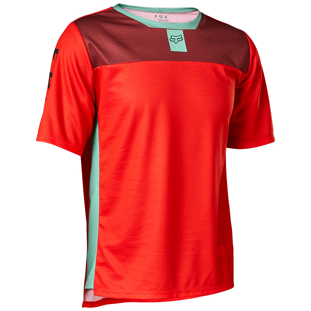 Fox Youth Defend SS Jersey - Flo Red