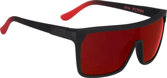 SPY Flynn Soft Matte Blk/Red Fade - Happy GryGrn w/Red Flash Mir