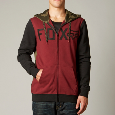 Fox Wingd Camo Zip Fleece Burgundy